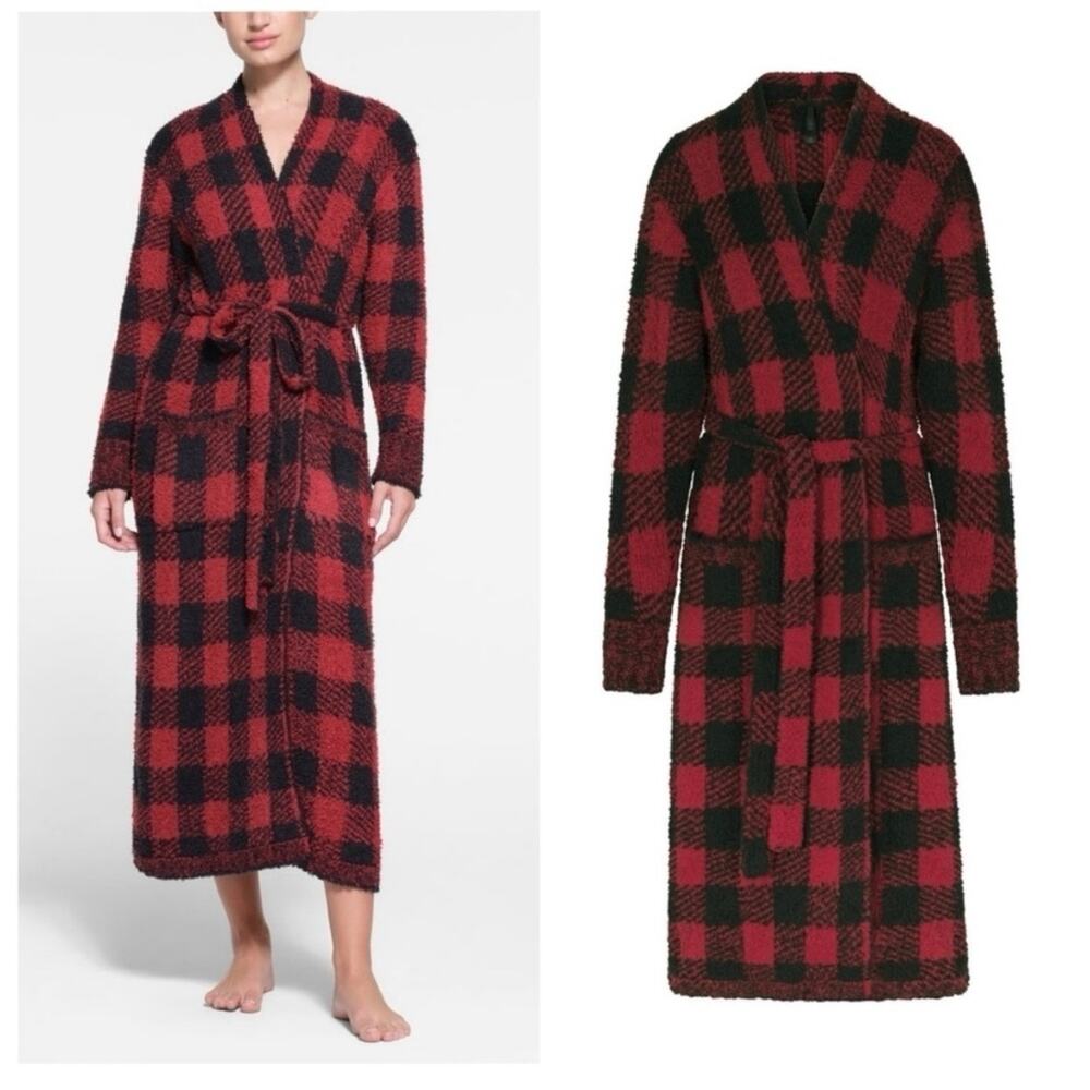 SKIMS Red and Black Plaid Robe